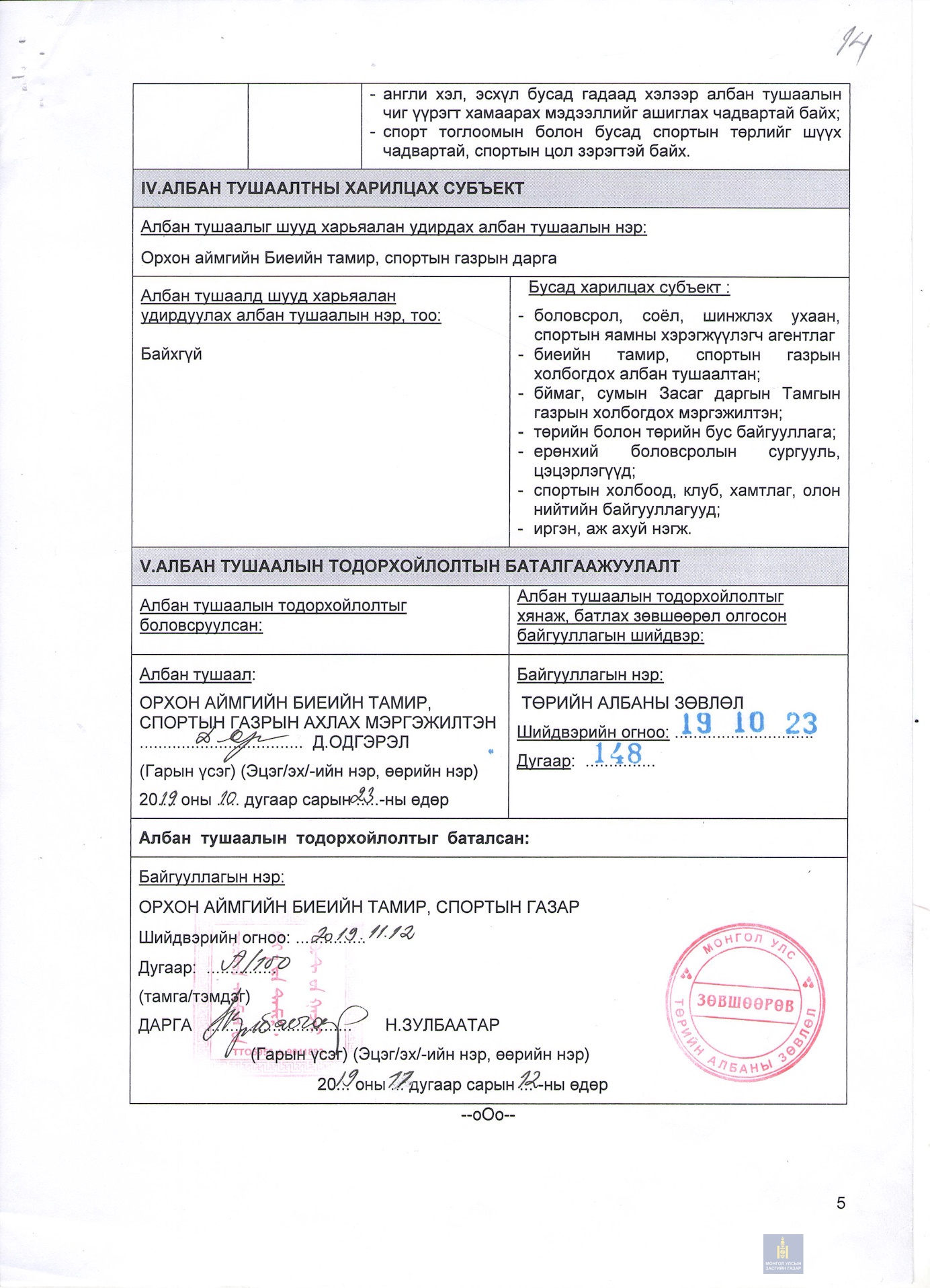 Албан тушаалын тодорхойлолт