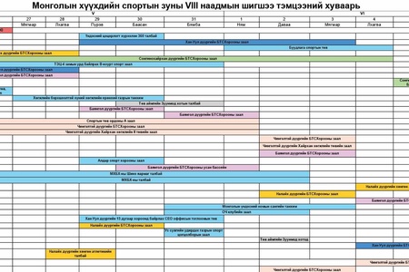 Хүүхдийн спортын 8 дугаар наадмын шигшээ тэмцээний хуваарь