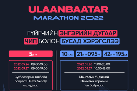 "Улаанбаатар марафон" энгэрийн дугаар, чипээ хэрхэн авах вэ