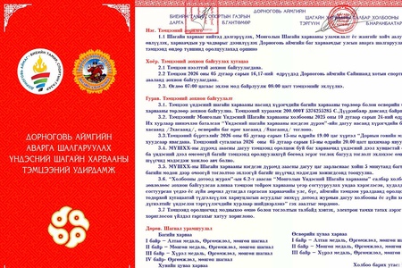ҮНДЭСНИЙ ШАГАЙН ХАРВААНЫ АЙМГИЙН АВАРГА ШАЛГАРУУЛАХ ТЭМЦЭЭН БОЛЛОО