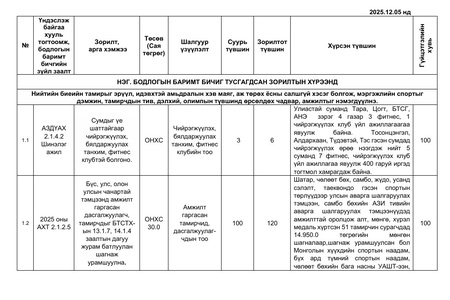 2025 оны байгууллагын гүйцэтгэлийн төлөвлөгөөний хэрэгжилт