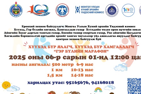 ХҮҮХЭД БҮР ЯЛАГЧ, ХҮҮХЭД БҮР ХАМГААЛАГЧ “ХҮҮХДИЙН МАРАФОН”-2025  тэмцээний гүйлтийн маршрут