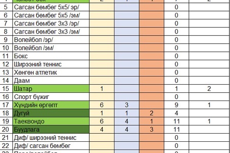 Монголын бүх ард түмний спортын XV наадмыг тэргүүлж байна